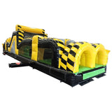 40-Foot Long Inflatable Obstacle Course with Climbing Wall, Venom Yellow and Black, 11-Foot Wide by 11-Foot Tall, Commercial Grade Interactive 2 Lane Bounce House for Kids, Blower, and Stakes Included TentandTable