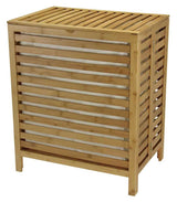 Household Essentials 6216-1 Natural Bamboo Laundry Hamper with Hinged Lid and Cotton Liner Large Household Essentials