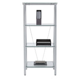 Realspace® Vista 60"H 4-Shelf Glass/Metal Bookcase, Clear/Silver Realspace
