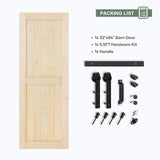 ROYMELO 32x84 inch Sliding Barn Wood Door Slab with 5.5ft Hardware Kit, Requires Simple DIY Assembly ROYMELO