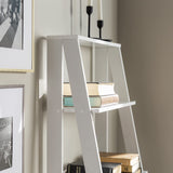 Sophisticated White 4-Shelf Ladder Bookcase by Walker Edison Walker Edison