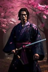 Japanese DIY Samurai Under The Cherry Blossoms Diamond Painting, Paint by Numbers for Beginners, Full Round Diamond Art Kits for Room Decor & Bathroom Decor 8x12 inch Worihut