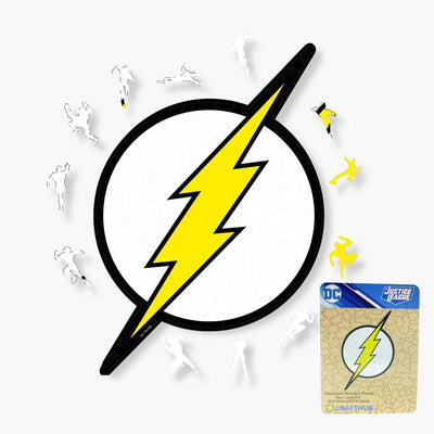 Crafthub DC Wooden Puzzles for Adults – A3 Size with 134 Pieces Wood Puzzles – The Flash Logo – Jigsaw Puzzles with Unique Shapes – 10.5" x 15.3"