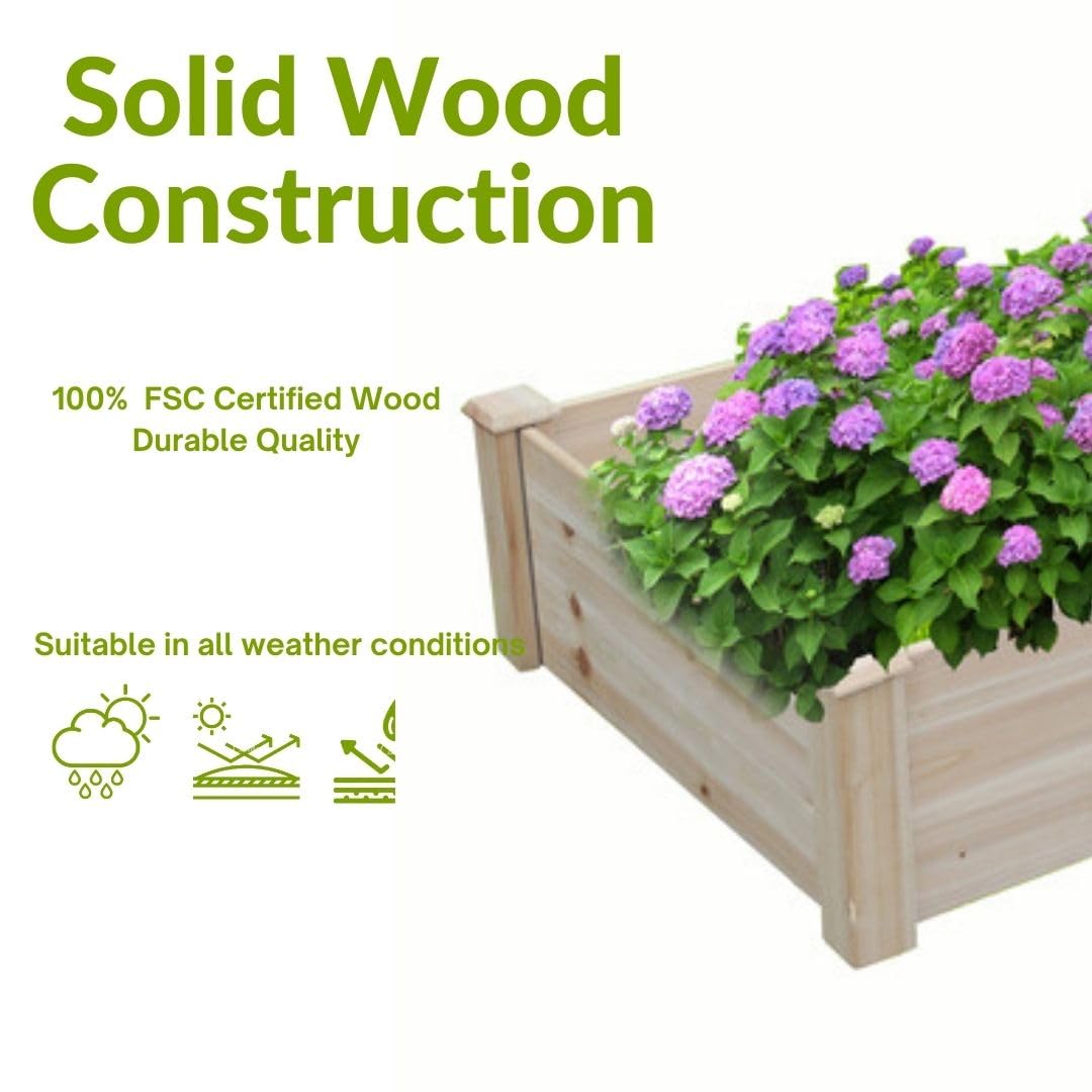 BTExpert 8ft x 2ft Horticulture Raised Garden Beds Elevated Planting Divisible Large Wooden Planter Box Kit Stand for Vegetable Herbs Flower Backyard Patio Balcony Bed Liner Outdoor Clear Natural Wood BTEXPERT