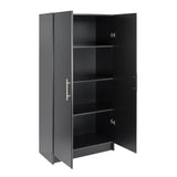 Prepac Elite Tall Garage Storage Cabinet & Pantry Storage Cupboard, 2-Door Freestanding Bathroom or Pantry Cabinet with Adjustable Shelves, 16" D x 32" W x 65" H, Black Prepac