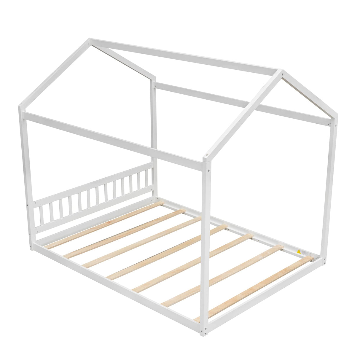 Bellemave White Montessori House Bed Frame for Kids and Teens - Queen Size with Headboard Bellemave