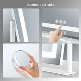 Gvnkvn Lighted Makeup Mirror, Hollywood Vanity Mirror with Lights, Three Color Lighting Modes, and Detachable 10X Magnification Mirror, Smart Touch Control, 360°Rotation (15.2in. Curved) Gvnkvn
