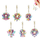 YUE ZHE 6 PCS Flower Fairy Diamond Art Kits for Adults Double Sided Diamond Art Keychains Animal DIY 5D Painting Keychains Kits for Adults Beginners DIY Crafts YUE ZHE