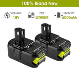 Upgraded 7.0Ah 2Packs P108 18V Battery Compatible with Ryobi 18V ONE+ Battery Replacement P108 P102 P103 P104 P105 P107 P109 P122 Cordless Tool Batteries Rapid Rechargeable Batteries with Indicator POWTREE