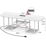Floating TV Stand with Power Outlet for 50 60 Inches TV,Wall Mounted Media Console with Open Storage Shelves，Modern Entertainment Center for Living Room,Bedroom(White) Fogein