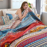 WONGS BEDDING Bohemian Quilt Set King Size, Boho Striped Printed Bedding Bedspread Coverlet Set for All Season, Lightweight Microfiber Quilts with 2 Pillowcases 104"x90" (3 Pieces, Colorful) WONGS BEDDING