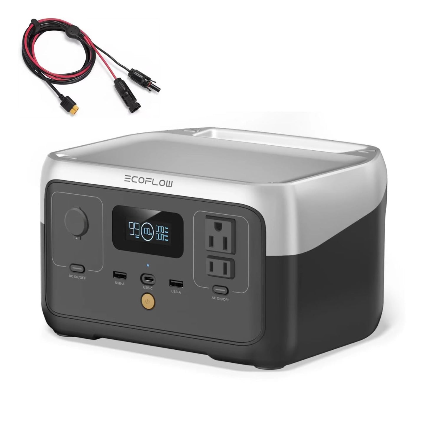 EF ECOFLOW RIVER 2 Portable Power Station, 256Wh LiFePO4 Battery, 1-Hour Fast Charge, Up to 600W AC Outlets, Solar Generator for Camping/Outdoor/Home Backup, Includes Solar Charging Cable - WoodArtSupply