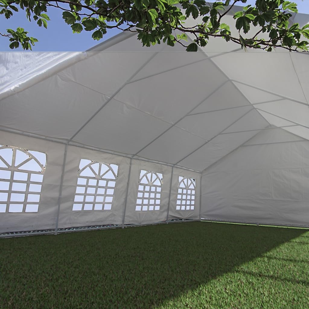 VeroFree 20x30ft Heavy Duty White Party Tents for Weddings, Events, Carports & Gazebos-Durable, Easy Setup with Steel Frame & Anchor Kits Included VeroFree