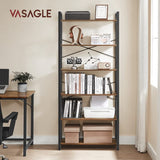 VASAGLE Industrial 6-Tier Bookshelf with Steel Frame - Rustic Brown and Black, Ample Storage for Home or Office VASAGLE
