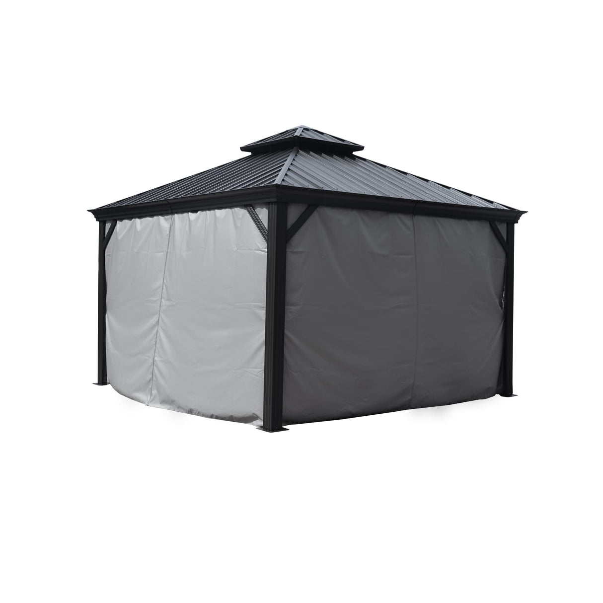 Kozyard Gazebo Privacy Curtain Outdoor Waterproof Sidewall for Hardtop Gazebo, OEM Replacement for Patio Gazebo Curtains for Alexander, Caesar, Rosana and Apollo Model (12ft x 12ft, Gray) Kozyard