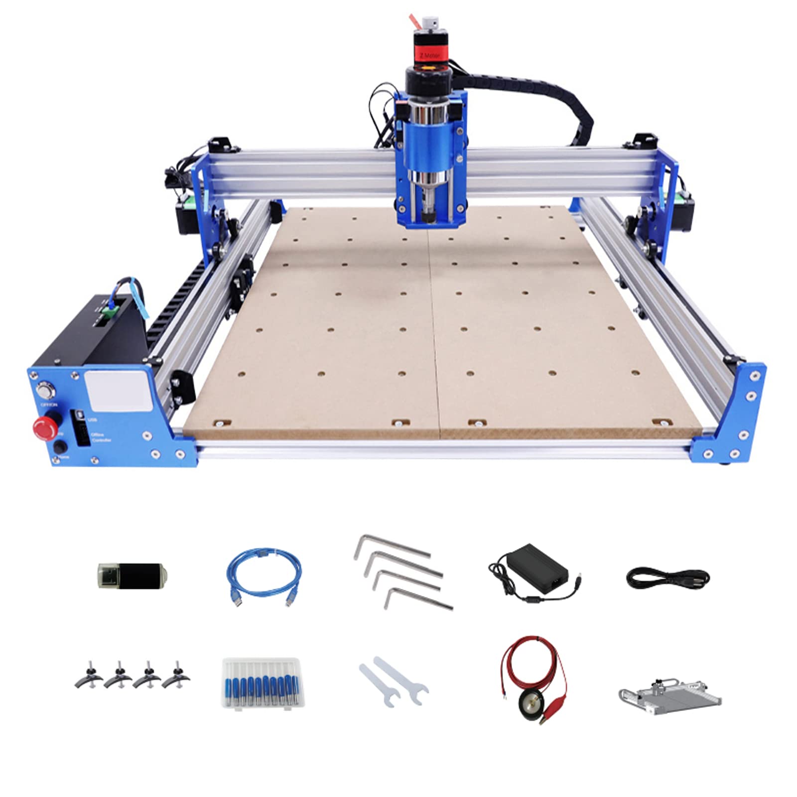 4040 CNC Machine Kit, Pro Milling Machine CNC Engraving Machine, 100W CNC Router Machine, USB CNC Engraving Machine, with Straight Square Rails, Emergency Stop Button, For Industrial Technolo - WoodArtSupply