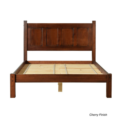 Grain Wood Furniture Shaker Solid Wood Panel Platform Bed, Full Size, Cherry - WoodArtSupply