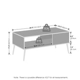 Furinno Claude Mid Century Style TV Stand for TV up to 40 with Wood Legs, Marble White Furinno