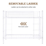 Bonnlo Bunk Bed Twin Over Twin, Metal Bunk Beds White for Girls/Boys/Adults, Anti-Slip Flat Step, No Box Spring Needed Bonnlo