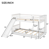 Bellemave Twin Over Twin Low Bunk Bed with Slide and Ladder, Low Bunk Bed for Kids, Girls, Boys, Floor bunk Bed, White Bellemave