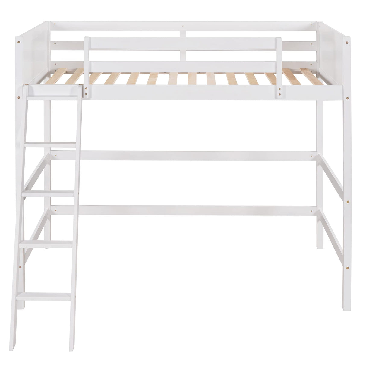 Merax Twin Modern Kids Loft Bed with Ladders Wood Loft Bunk Bed for Juniors/Easy Assemble/Space Saving White Merax