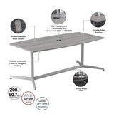 Bush Business Furniture BBF Conference Table for 8-10 People | Boat Shaped 10 FT Engineered Wood Meeting Desk with Sturdy Metal Base for Office Boardrooms, 120W x 48D, Platinum Gray Bush Business Furniture