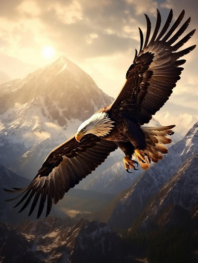 Ginfonr DIY 5D Diamond Art Kits for Adults, Eagle Mountains Diamond Painting for Adults, Diamond Art Animals Full Drill, Diamond Art Kits Embroidery Rhinestone Craft for Home Wall Decor 12 * 16 Inch