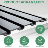 2pcs 4 x 8ft Slat Wall Panels Garage Wall Organizer, Heavy PVC Wall Hanger with 12 Hooks, Slatwall Panel Wall Storage Systems for Garage Wall Storage, Slatted Wall Panels - Black Maeklon