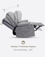 Manual Recliner Chair Sofa, Oversized PU Leather Recliner, Comfy Armchair for Living Room or Bedroom, Grey Reclining Chair, Leather Recliner Chair for Adults, Gaming Sofa Chair GarveeLife