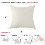16 X 16 Inch 4 PCS Beige Sublimation Blanks Linen Throw Pillow Case Cushion Cover Pillowcase Shams for Sofa Vinyl Projects DIY Personalized Heat Press Printing NO Pillow Insert Decorative Square FUKiss