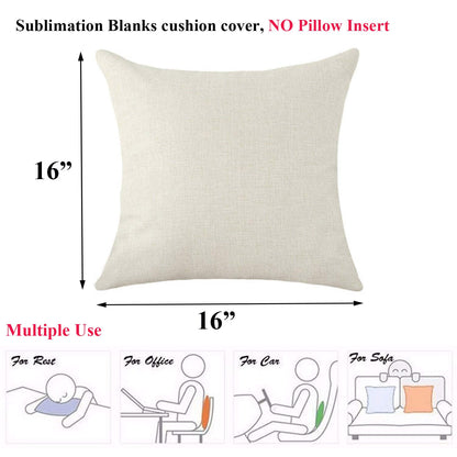 16 X 16 Inch 4 PCS Beige Sublimation Blanks Linen Throw Pillow Case Cushion Cover Pillowcase Shams for Sofa Vinyl Projects DIY Personalized Heat Press Printing NO Pillow Insert Decorative Square