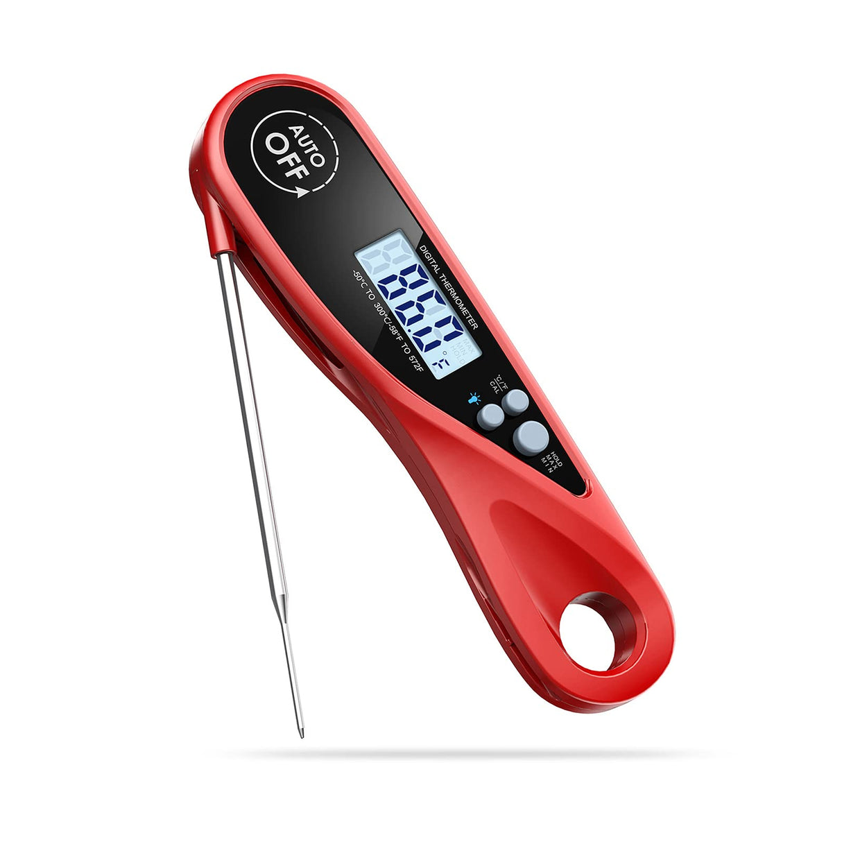 Sangaotian Digital Meat Thermometer, Instant Read Cooking Thermometer with Backlight, Magnet, Waterproof & Foldable, Fast & Precise, Ideal for Deep Fry, BBQ & Roast Turkey,Red sangaotian