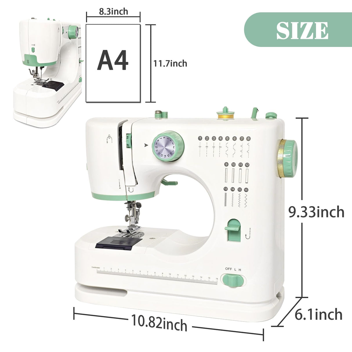 Lastempa Mini Dual-Speed SewingMachine Double Needle & Double Thread16 Stitch Modes Beginner-FriendlyHousehold Sewing Machine | ldeal forAdults & Beginners Lastempa