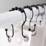 Goowin Shower Curtain Hooks, 12 Pcs Shower Curtain Rings, Stainless Steel Black Shower Curtain Hooks, Shower Curtain Rings Rust Proof, Smooth Sliding Anti-Drop Double Shower Rings for Curtain (Black) Goowin