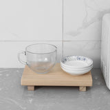 Small Wood Tray Pedestal Stand Farmhouse Bathroom Decor Decorative Wooden Riser Kitchen Soap Dish Holder for Vanity, Counter, Sink, 9" x 5.9" - Burlywood zoocatia