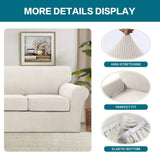 Turquoize 4 Piece Sofa Covers for 3 Cushion Couch Sofa Slipcover Soft Couch Cover for Dogs-Washable Sofa Furniture Covers with 3 Individual Large Cushion Covers, Feature Thick Fabric (XL Sofa, Ivory) Turquoize