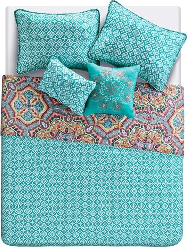 VCNY Home Yara Medallion 5 Piece Reversible Quilt Set, King, Aqua VCNY Home