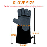 16" Leather Welding Gloves, Fire and Heat Resistant Long Sleeve Welding Gloves, For Mig, Gas, BBQ, Oven, Grill, Fireplace, Baking Mitts, Fireplace, Animal Training, Animal Handling luvaswel