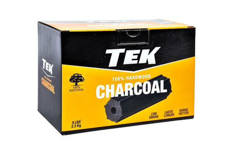 TEK All Natural Hardwood Charcoal for Grills & BBQ | Lights Easily, Burns Hotter, Longer & Cleaner | Log Style 5 lbs Tek Charcoal