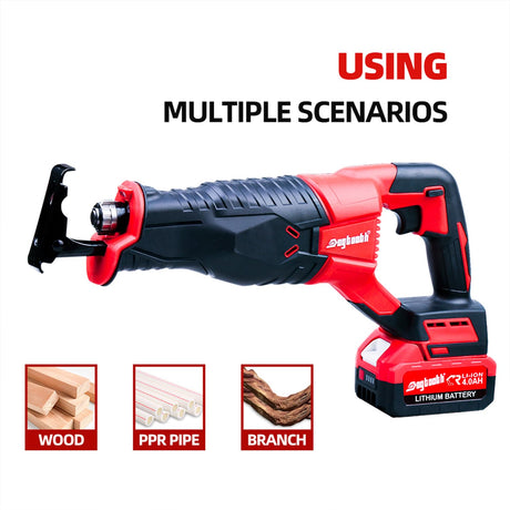 Dogtooth 21V Cordless Reciprocating Saw Kit, 3,000 Strokes Per Minute, Compatible with Makita 18V Battery, 2 * 4.0 Ah Batteries, Charger, 4 Saw Blades and Carry Case dogtooth