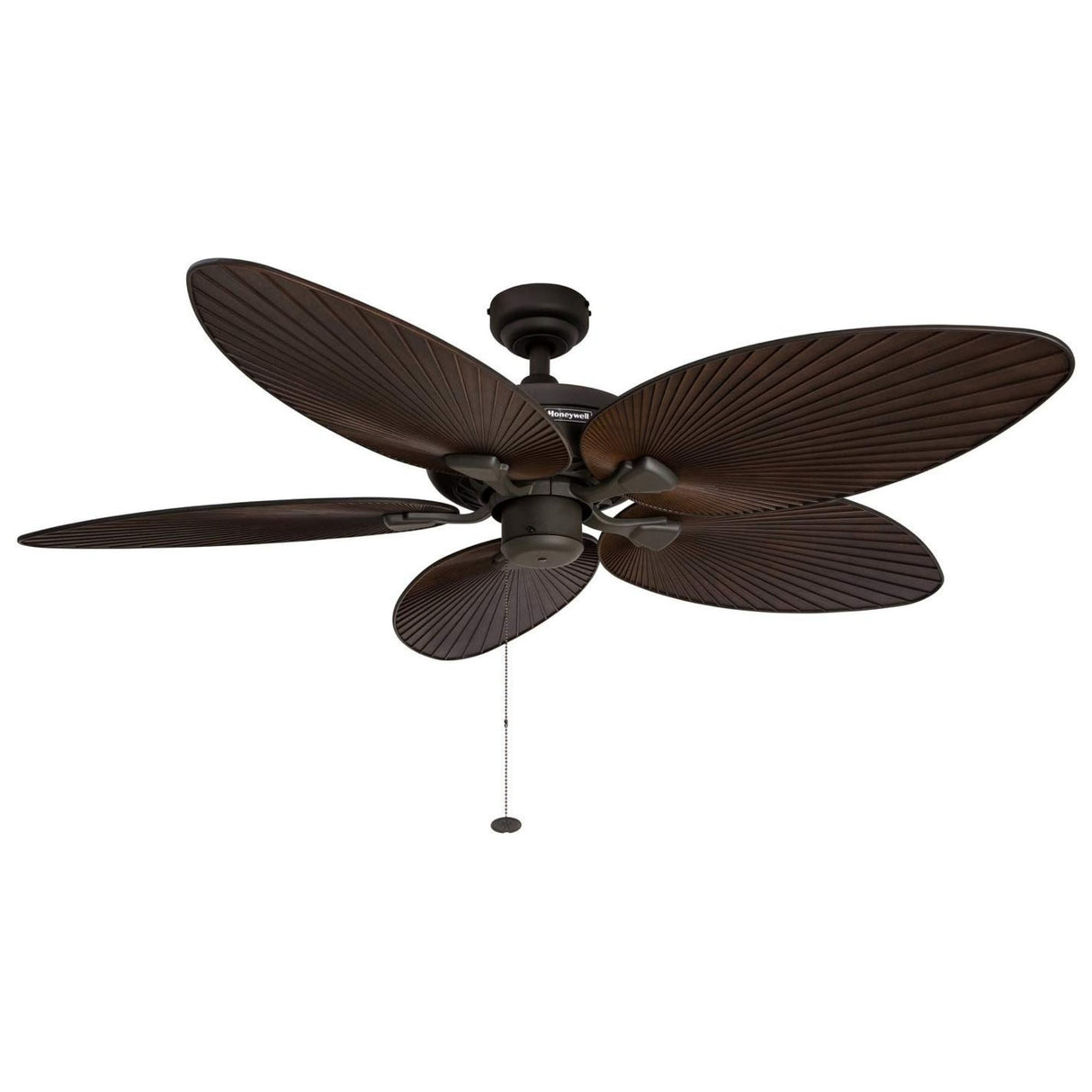 Honeywell Ceiling Fans Palm Island, 52 Inch Tropical Indoor Outdoor Ceiling Fan with No Light, Pull Chain, Three Mounting Options, 5 Palm Leaf Blades, Wet-Rated - 50207-01 (Bronze) Honeywell Ceiling Fans