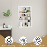 HAIDAIYA 14'' * 24'' Recessed Medicine Cabinet Wall Niche Wood, 3-Tier Bathroom Niche Insert for Drywall, in Wall Shelf Medicine Cabinets Replacement, for Living Room, Bathroom Storage, White HAIDAIYA