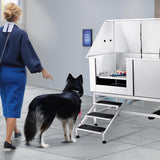 VEVOR 62" Pet Dog Bathing Station w/Stairs, Professional Stainless Steel Dog Grooming Tub w/Soap Box, Faucet,Rich Accessory,Bathtub for Large,Medium,Small Pet, Washing Sink for Home(Left) VEVOR