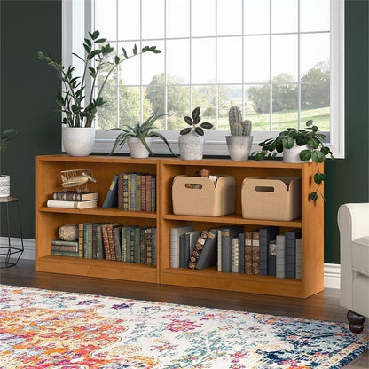 Bush Furniture Universal Small 2 Shelf Bookcase Set - Natural Cherry Finish, Versatile Storage for Home Office or Living Room - WoodArtSupply