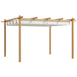 Outsunny 10' x 13' Retractable Pergola Canopy, Wood Grain Aluminum Pergola, Outdoor Sun Shade Shelter for Grill, Garden, Patio, Backyard, Deck, Cream White Outsunny