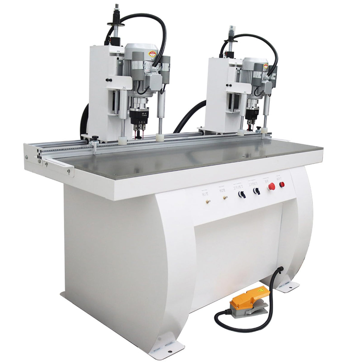 INTSUPERMAI Double Station Pneumatic Hinge Boring Insertion Machine Hinge Boring Drill Press Machine Punching Woodworking Drilling Tool Woodworking Pneumatic Hinge Drilling Machine 110V 48-6 INTSUPERMAI