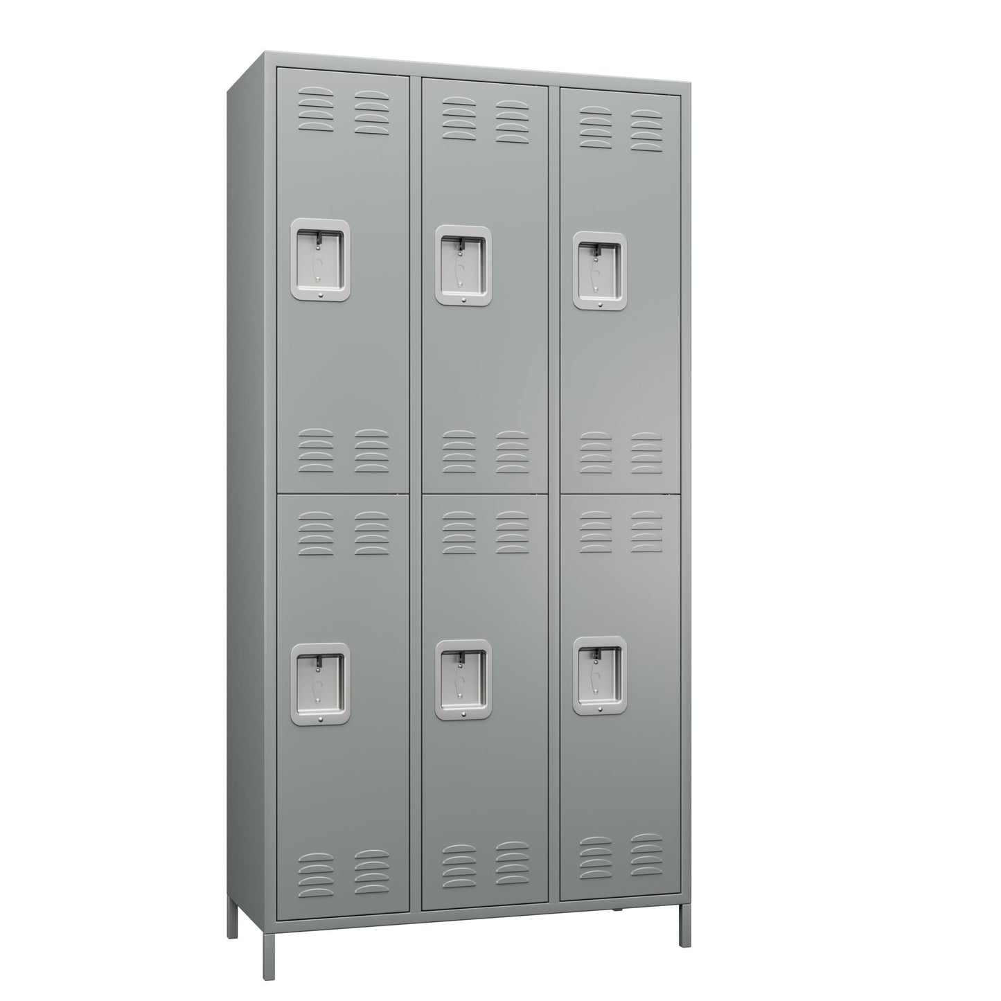 SUXXAN 6 Doors Metal Locker Combination with 12 Hooks,Industries Double Tier Metal Storage Locker for School Office Gym Home Employees Staff Sundries Room W35.43*D15.7*H72(LIGHT GREY) - WoodArtSupply