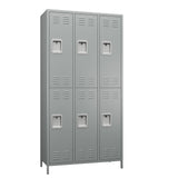 SUXXAN 6 Doors Metal Locker Combination with 12 Hooks,Industries Double Tier Metal Storage Locker for School Office Gym Home Employees Staff Sundries Room W35.43*D15.7*H72(LIGHT GREY) SUXXAN