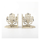 Jemeni Medallions Bookends Decorative, Heavy Duty Book Ends, Shabby Chic White Jemeni