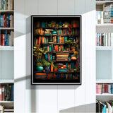 MjhRcll Diamond Painting Kits for Adults, Bookshelf Plant DIY 5D Diamond Art Kits for Adults Beginners Full Round Drill Diamond Dots Crystal Craft Kits for Home Wall Art Decor Gifts 12x16 inch MjhRcll